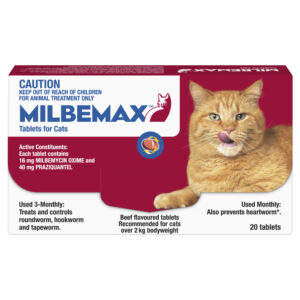 Milbemax Allwormer Tablets for Cats (2-8kg) - 20 Pack